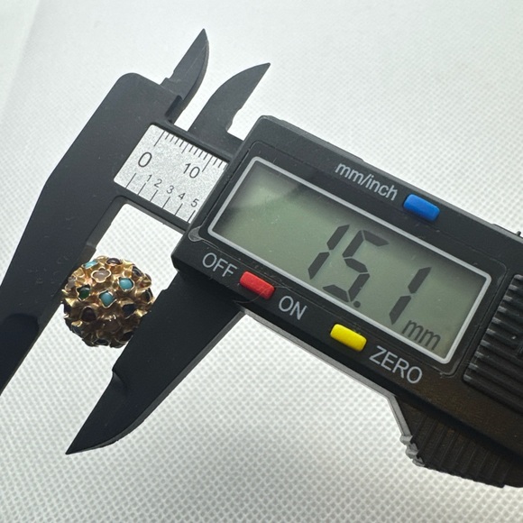 VINTAGE 3-DIMENSION 14K GOLD MULTI-COLOR ‘SPUTNIK’ SPHERE CHARM/PENDANT-EUROPEAN - Picture 11 of 12